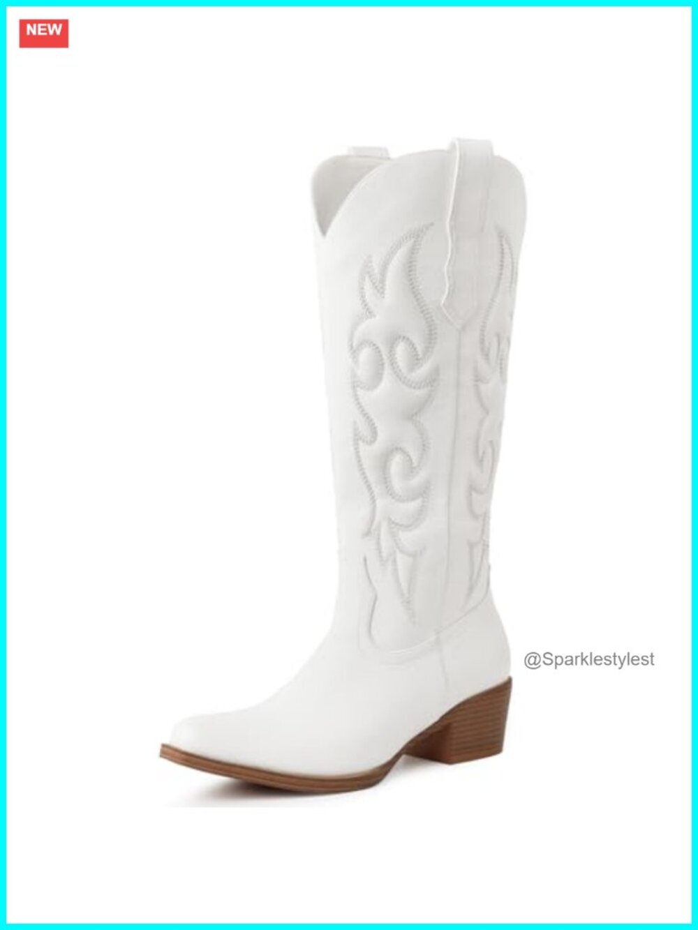 Knee High Cowboy Boots with Pointed Toe and 3D Padded Embroidery